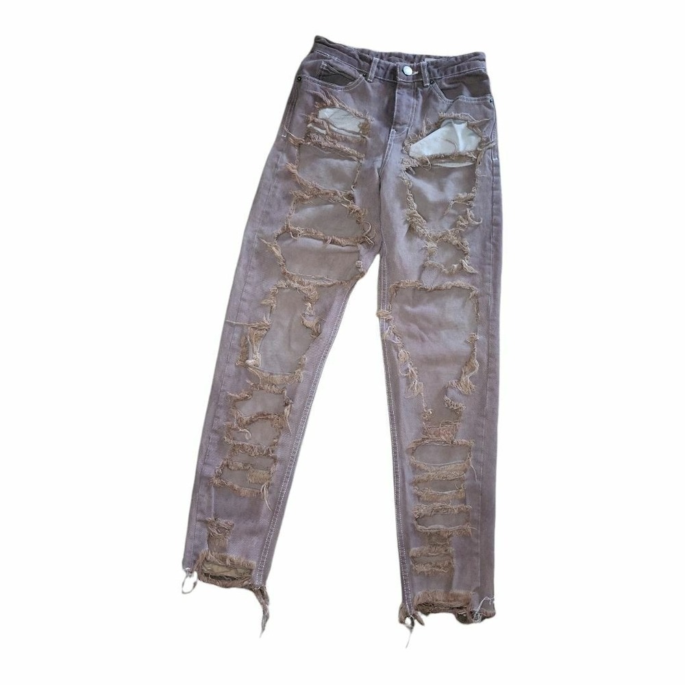 Asos Distressed Mid Rise Jeans Women Sz 25/34 Casual Denim Pants Trousers Skinny